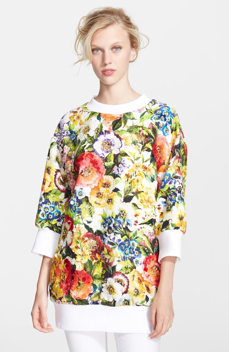 Dolce&Gabbana Floral Print Oversized Sweatshirt | Nordstrom