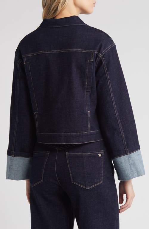 Wit & Wisdom Cuff Crop Denim Jacket In Indigo