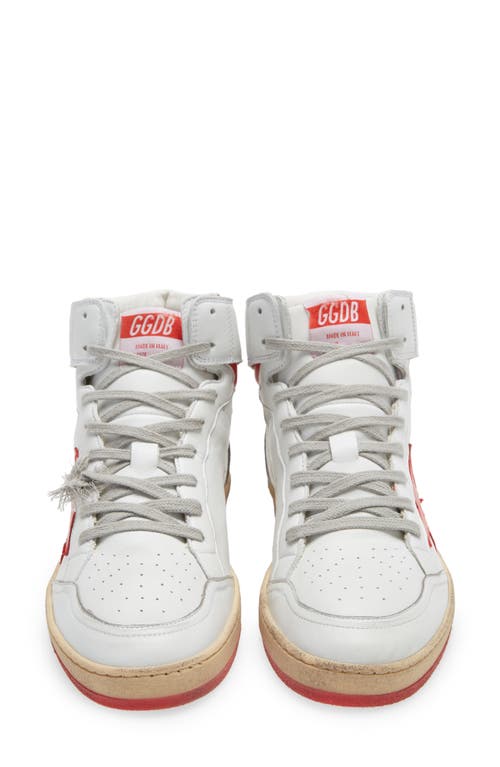 Shop Golden Goose Sky-star High Top Sneaker In White/red