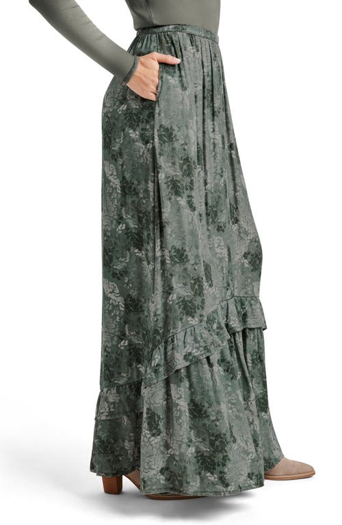 Shop Splendid Linsey Floral Print Tiered Maxi Skirt In Evergreen Floral