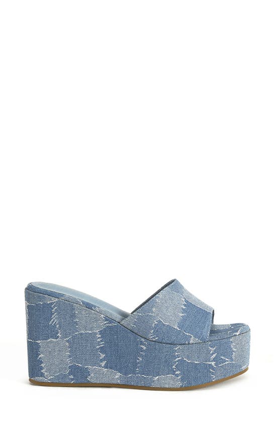 Shop Azalea Wang Banas Denim Wedge Sandal In Blue