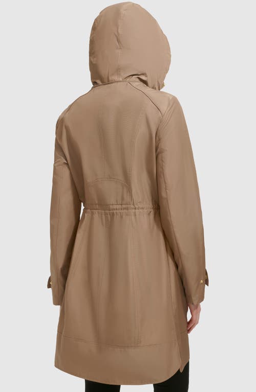 Cole Haan Travel Packable Hooded Rain Jacket In Champagne