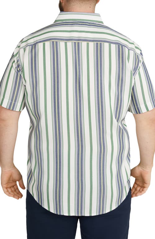 Shop Johnny Bigg Chad Stripe Short Sleeve Button-up Shirt In Blue