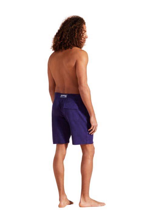 Shop Vilebrequin Solid Organic Terry Bermuda Short In Minuit