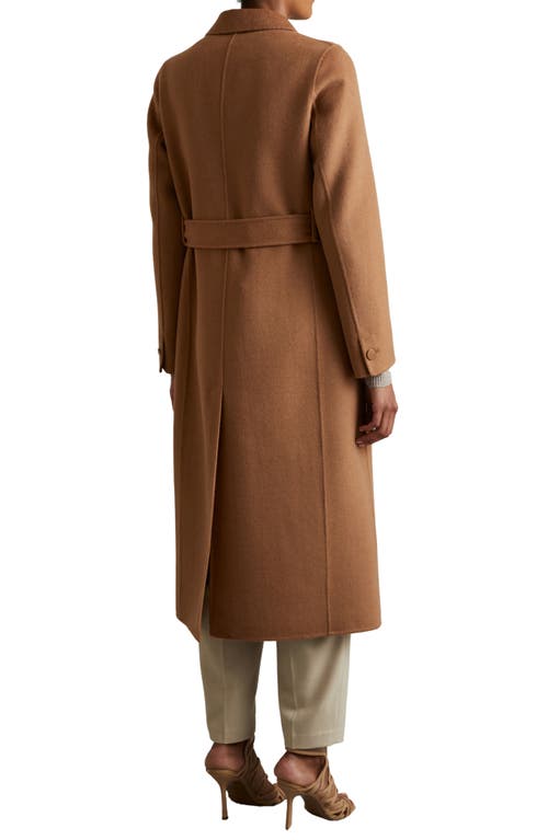 Shop Reiss Maeve Wool Blend Double Breasted Coat In Toffee