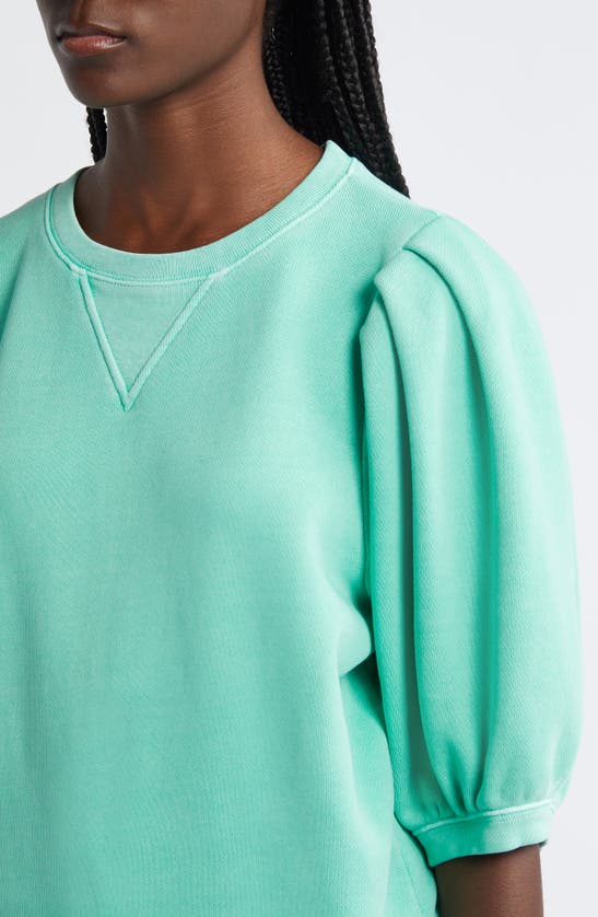 Shop Rails Camy Pleated Puff Sleeve Cotton Sweatshirt In Jade