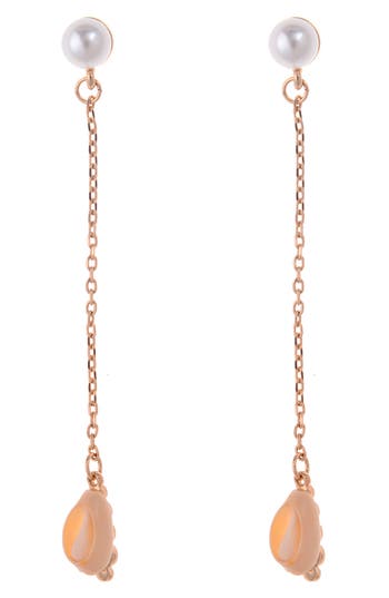 Shop Zaxie By Stefanie Taylor Imitation Pearl Linear Earrings In Gold