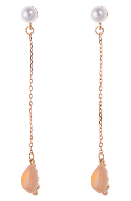 Shop Zaxie By Stefanie Taylor Imitation Pearl Linear Earrings In Gold