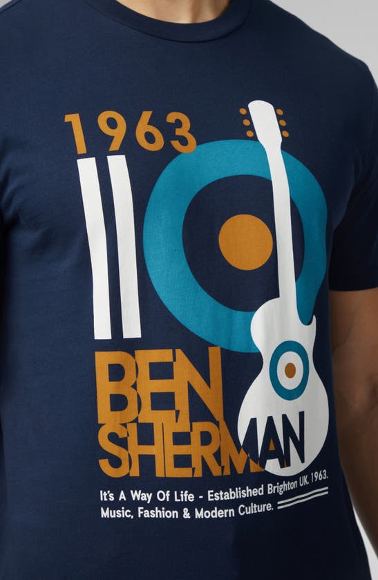 Shop Ben Sherman Mod Guitar Poster Graphic T-shirt In Dark Navy