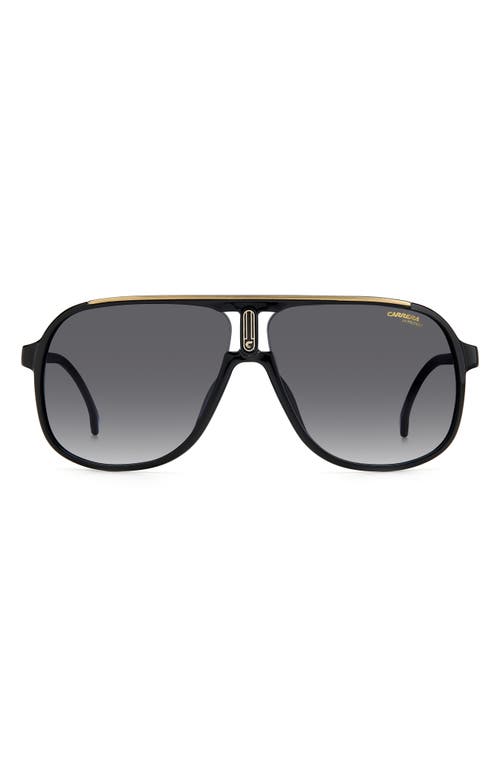 Carrera Eyewear 62mm Gradient Polarized Oversize Rectangular Sunglasses in Black Gold /Grey Shaded