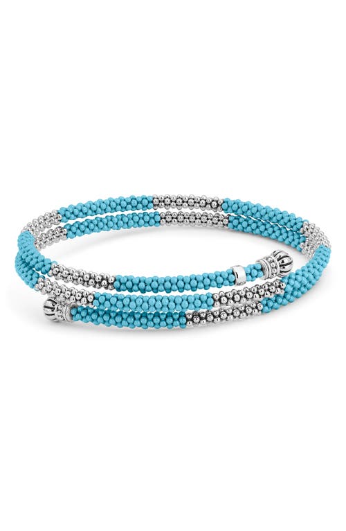 Shop Lagos Blue Ceramic Caviar Beaded Bracelet In Silver/blue