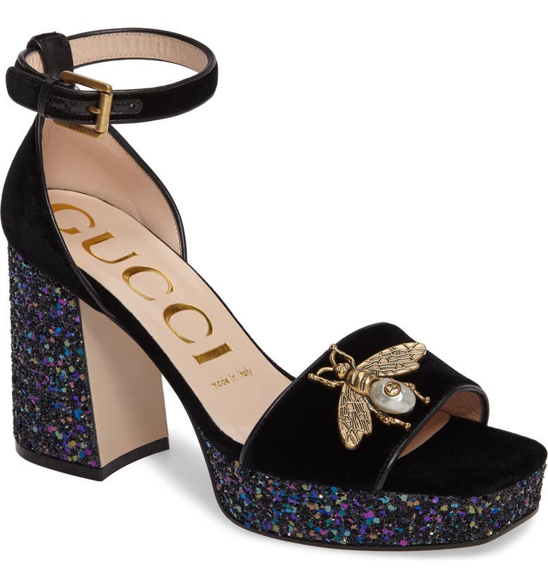 Gucci Soko Glitter Bee Platform Sandal (Women) | Nordstrom
