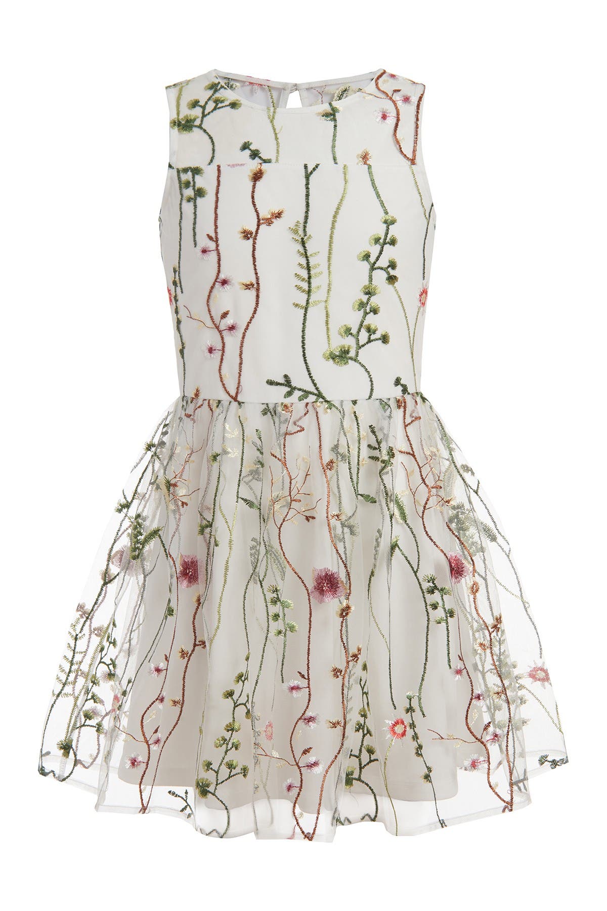 Calvin Klein Kids' Mesh Garden Sleeveless Dress In 100 White