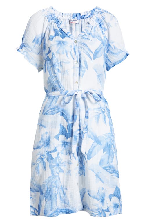 Tommy Bahama Daybreak Hibiscus Floral Double Gauze Dress Blue Vault at Nordstrom,