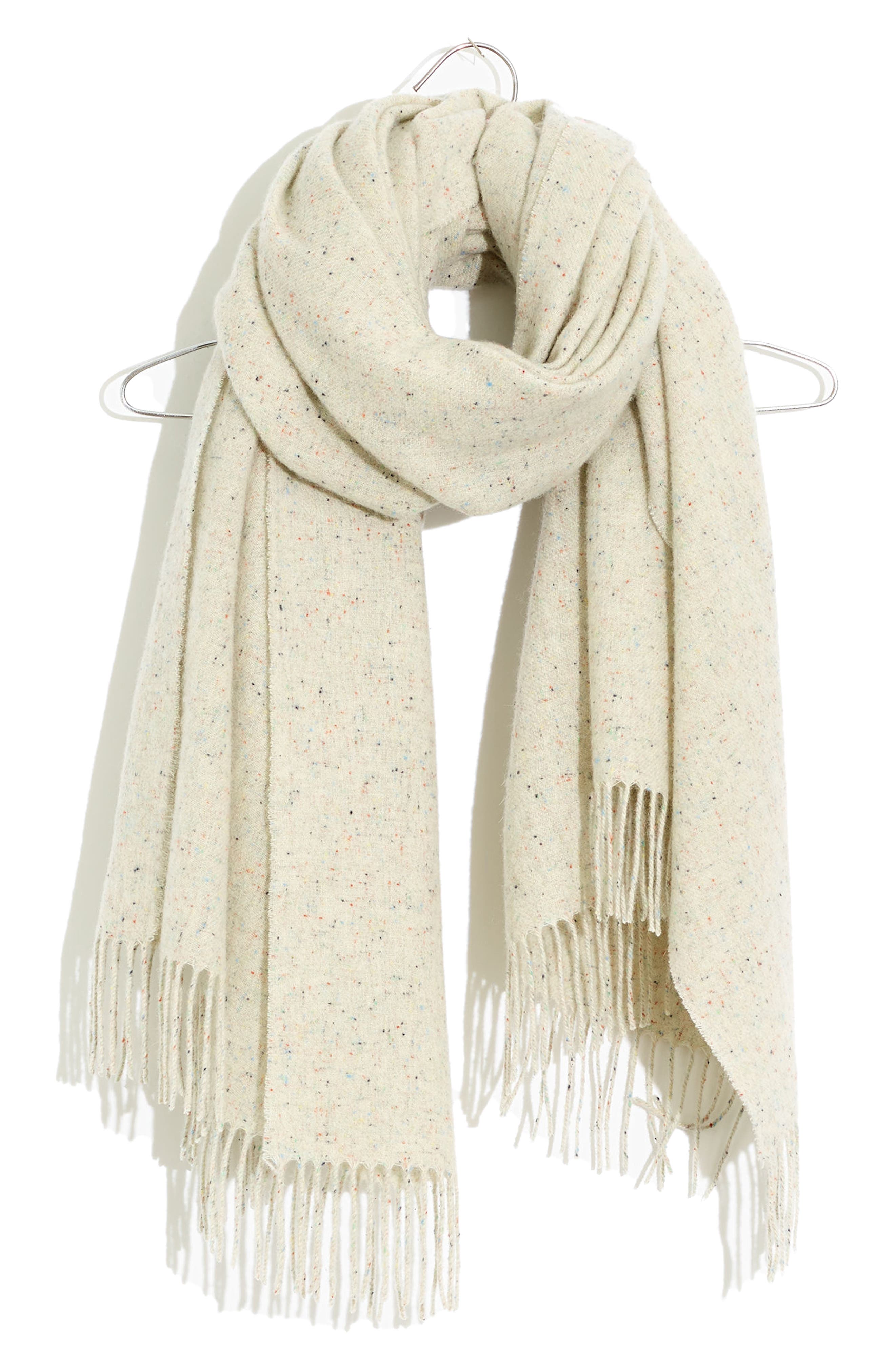 Accessories Scarves & Wraps Shawls & Wraps Strathurie 100% Lambswool Large Two Tone Cream Scarf 