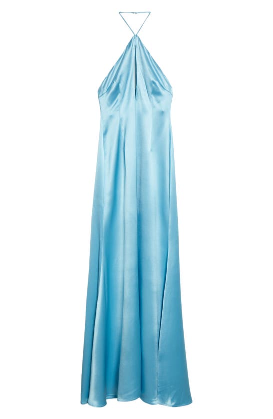 SAU LEE HARPER CUTOUT HALTER NECK SATIN GOWN