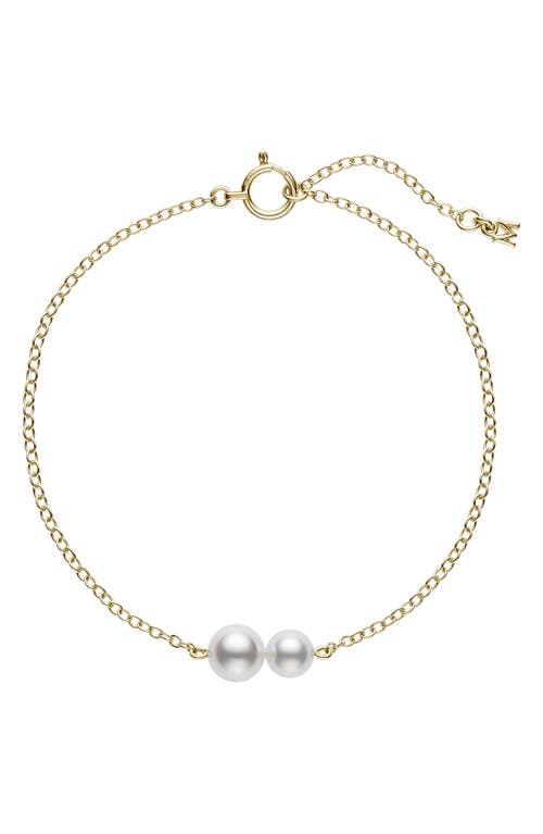 Mikimoto Cultured Pearl Station Bracelet in Yellow Gold