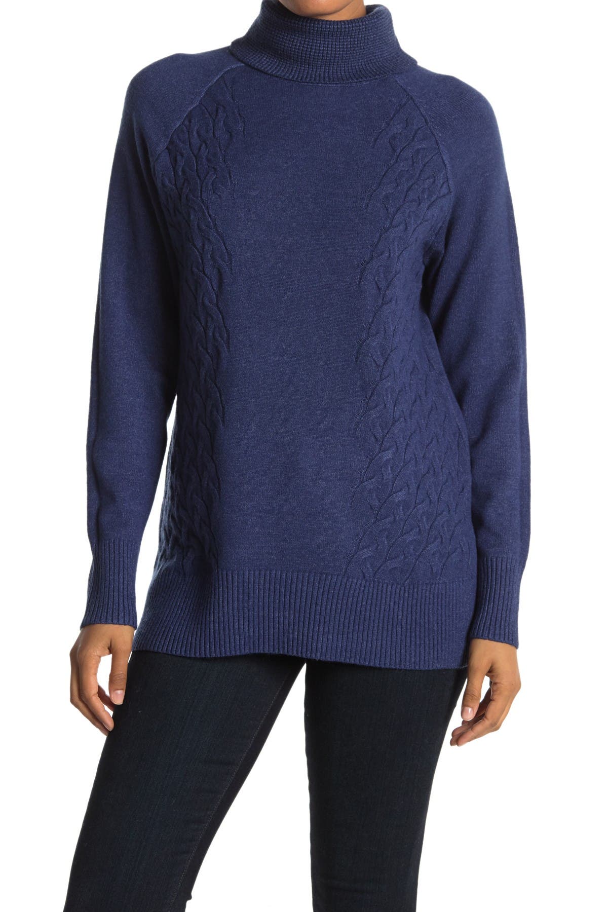 Cyrus Cable Knit Trim Turtleneck Sweater Nordstrom Rack