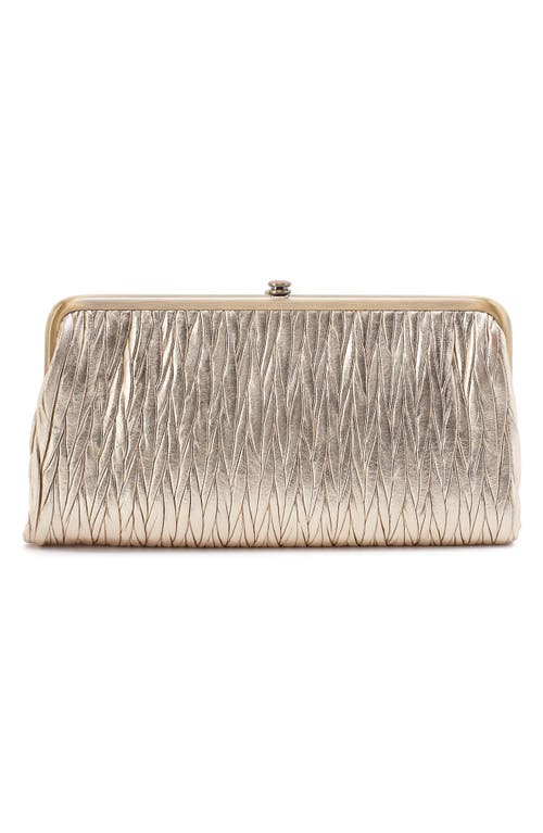 Shop Hobo Lauren Leather Double Frame Clutch In Gold