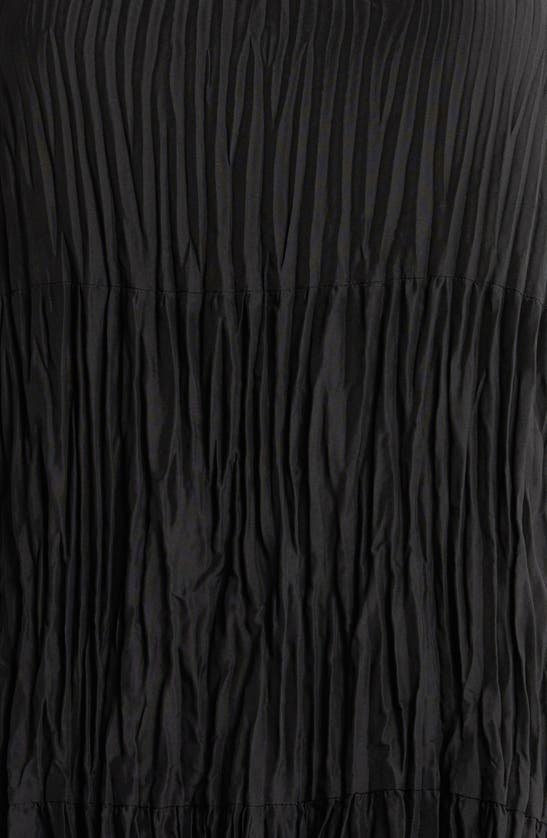 Eileen Fisher Textured Sleeveless Silk Midi Dress In Black