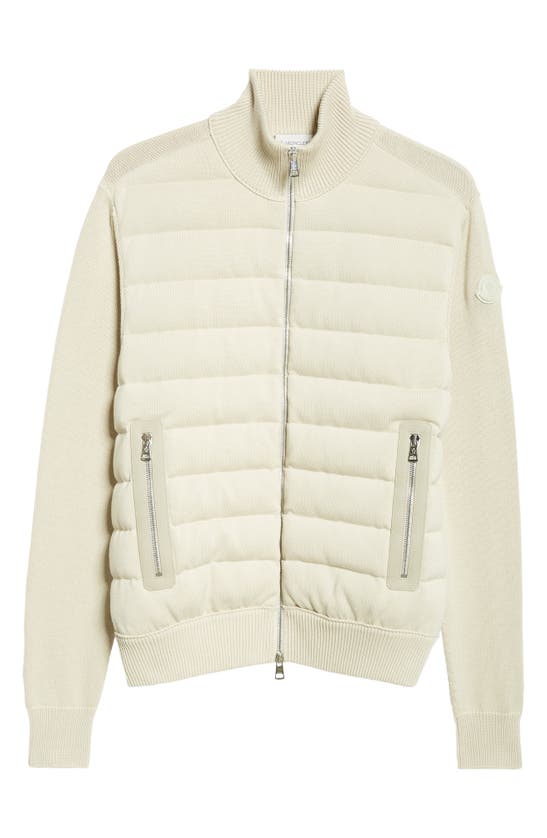 Moncler Quilted Down Cardigan In Frozen Dew
