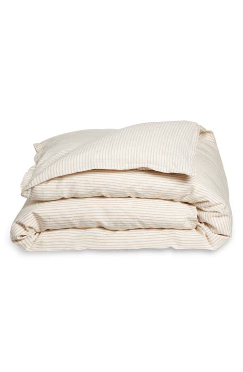 Shop Pom Pom At Home Connor Stripe Linen & Cotton Duvet Cover In Ivory/amber