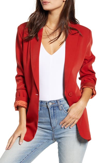 Endless Rose Tailored Single Button Blazer In Rust