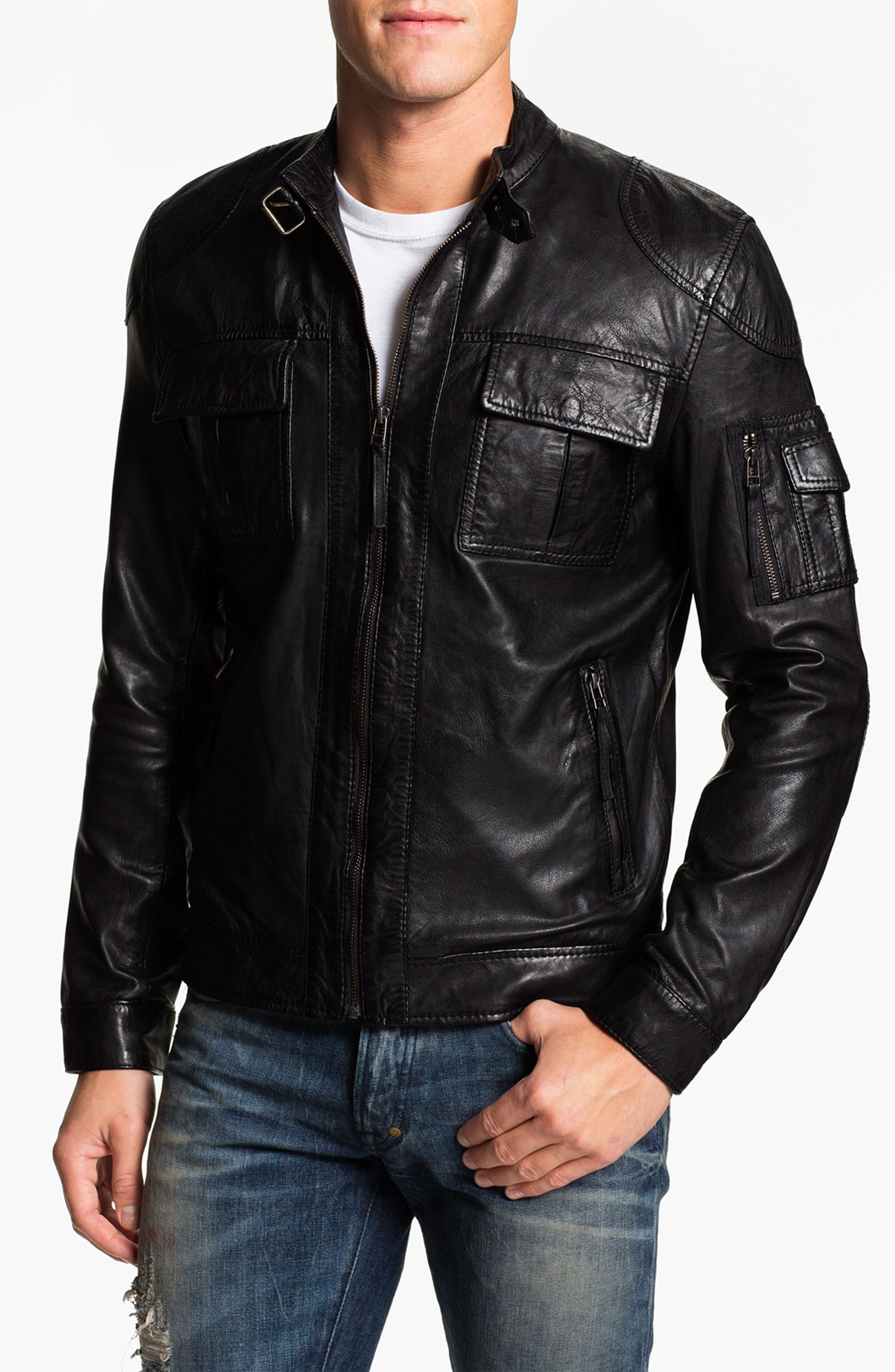 7 Diamond 'Konick' Leather Moto Jacket | Nordstrom