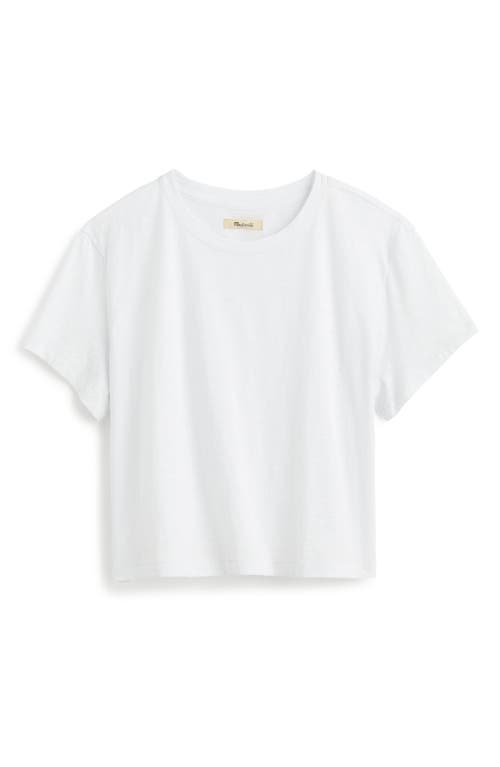 Shop Madewell Boxy Crop Cotton Slub T-shirt In Eyelet White