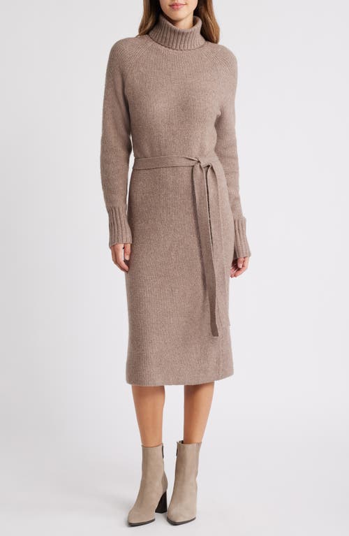 CASLONR CASLON(R) TIE WAIST LONG SLEEVE TURTLENECK SWEATER DRESS 