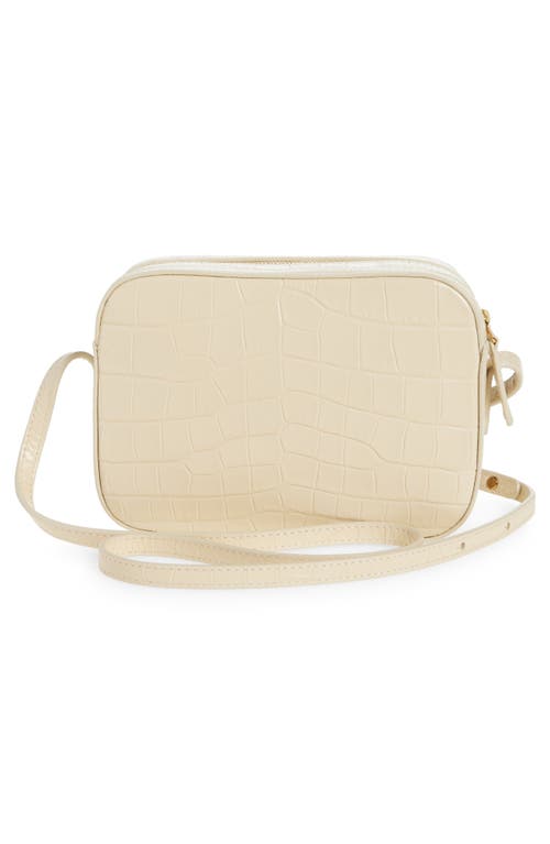 Shop Mansur Gavriel Croc Embossed Leather Camera Bag In Dune