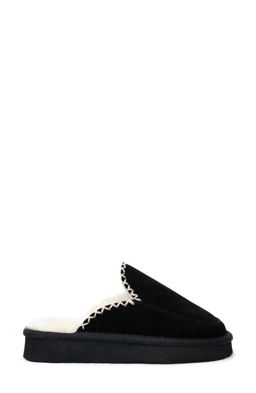 Minnetonka Café Faux Fur Scuff Slipper In Black