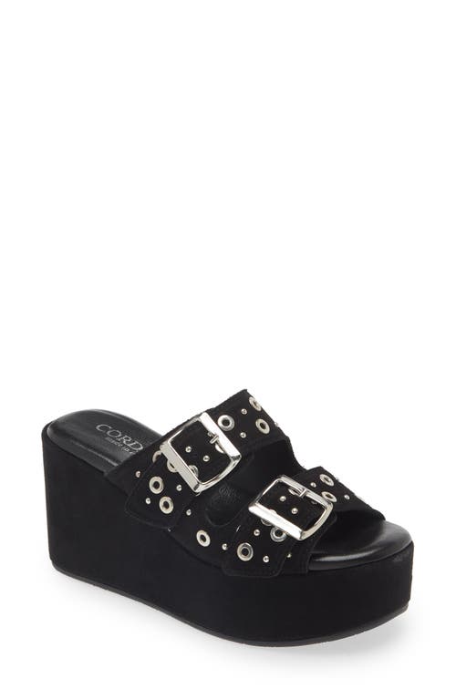 Cordani Jayne Platform Wedge Slide Sandal In Crosta Nero