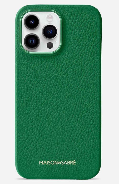 MAISON de SABRÉ Leather Phone Case in Emerald Green at Nordstrom, Size Iphone 15 Pro Max