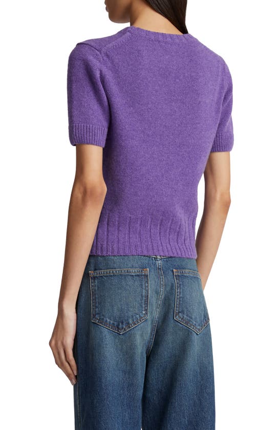 Shop Khaite Luphia Short Sleeve Cashmere Sweater In Violet