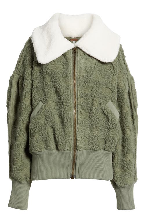 Free People Cozy Up Textured Fleece Cardigan in Crystal Kelp Combo 