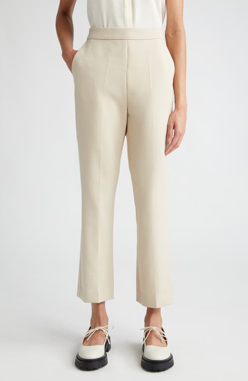 Max Mara Nepeta Stretch Virgin Wool Flare Leg Ankle Trousers Beige at Nordstrom,