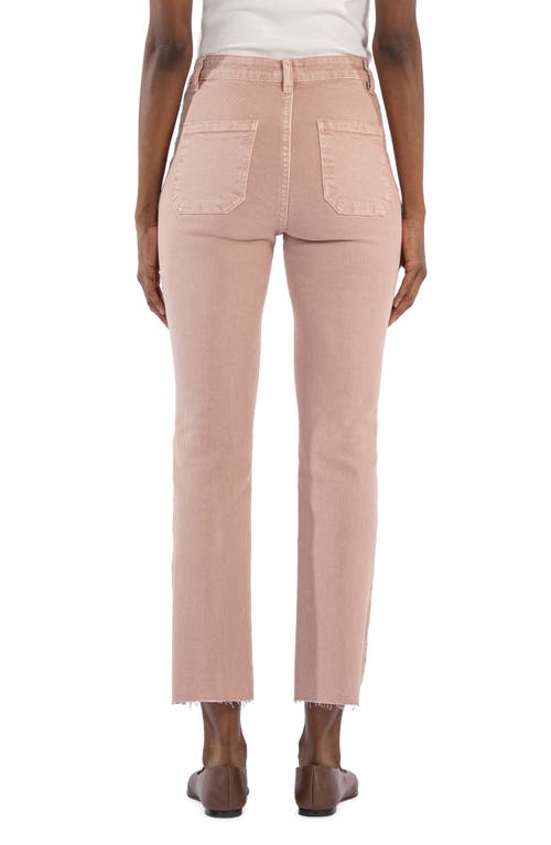 Shop Kut From The Kloth Reese Patch Pocket Raw Hem Crop Slim Straight Leg Jeans In Rose