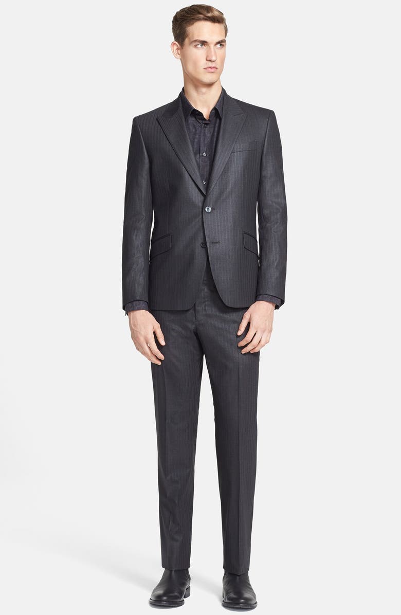 Versace Collection Trim Fit Stripe Peak Lapel Suit | Nordstrom