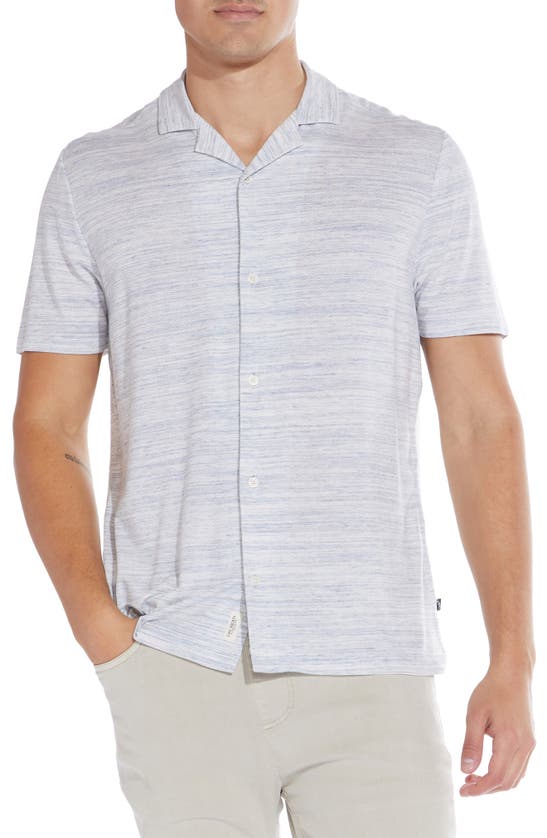 Shop Civil Society Heather Short Sleeve Button-up Shirt In Heather Blue