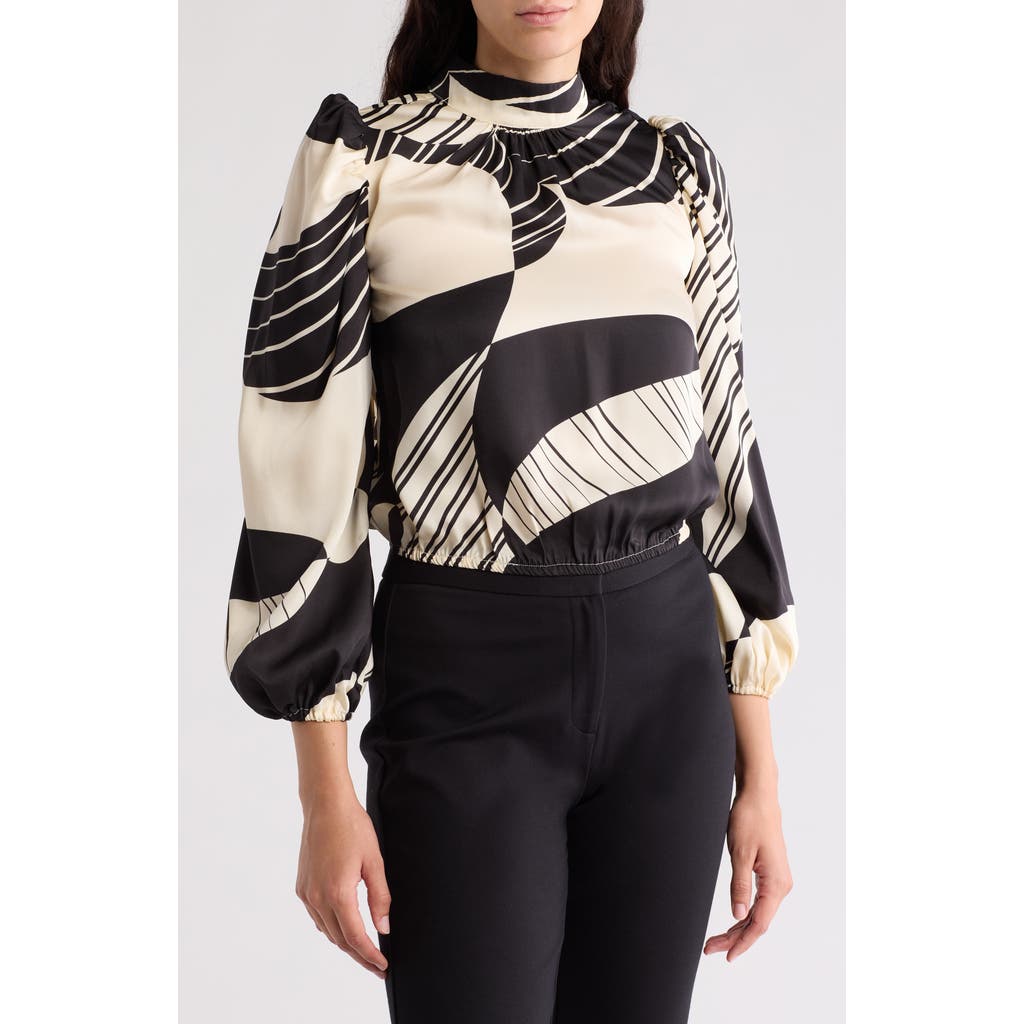 Love By Design Seraphine Long Sleeve Mock Neck Top In Floral Foulard