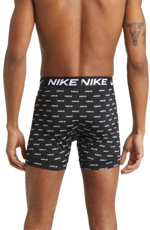 Shop Nike 3-pack Dri-fit Essential Micro Boxer Briefs In  Logo Print/grey/black