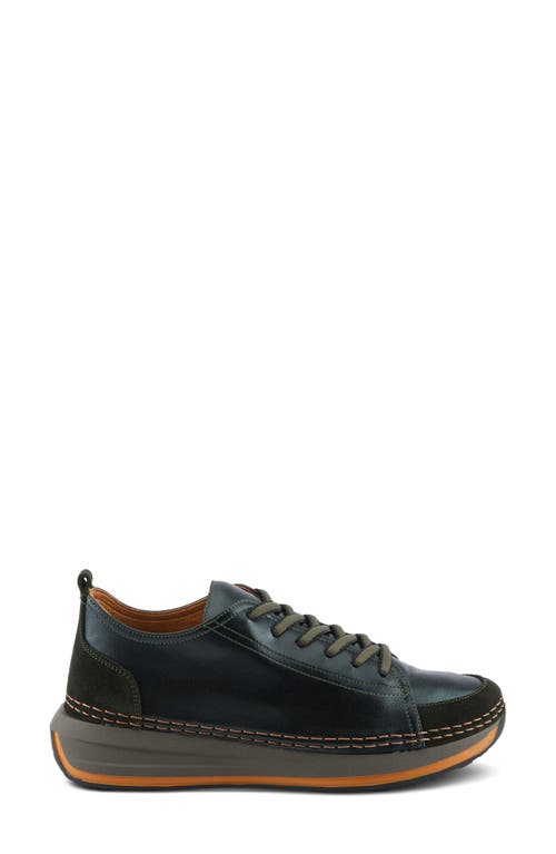 Shop Spring Step Angolan Sneaker In Dark Green Metallic