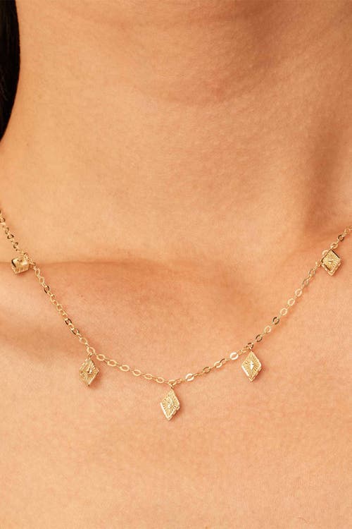 Oradina Women's 14k Yellow Gold Roma Diamond Station Charm Necklace In Yellow Gold