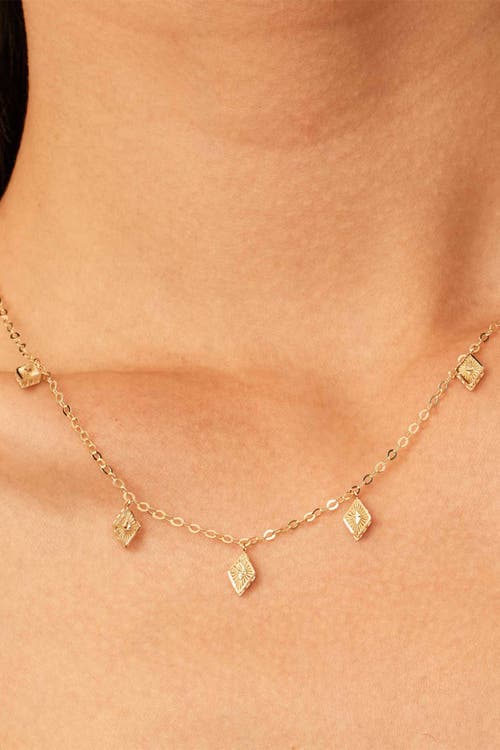 Shop Oradina 14k Yellow Gold Roma Diamond Station Charm Necklace