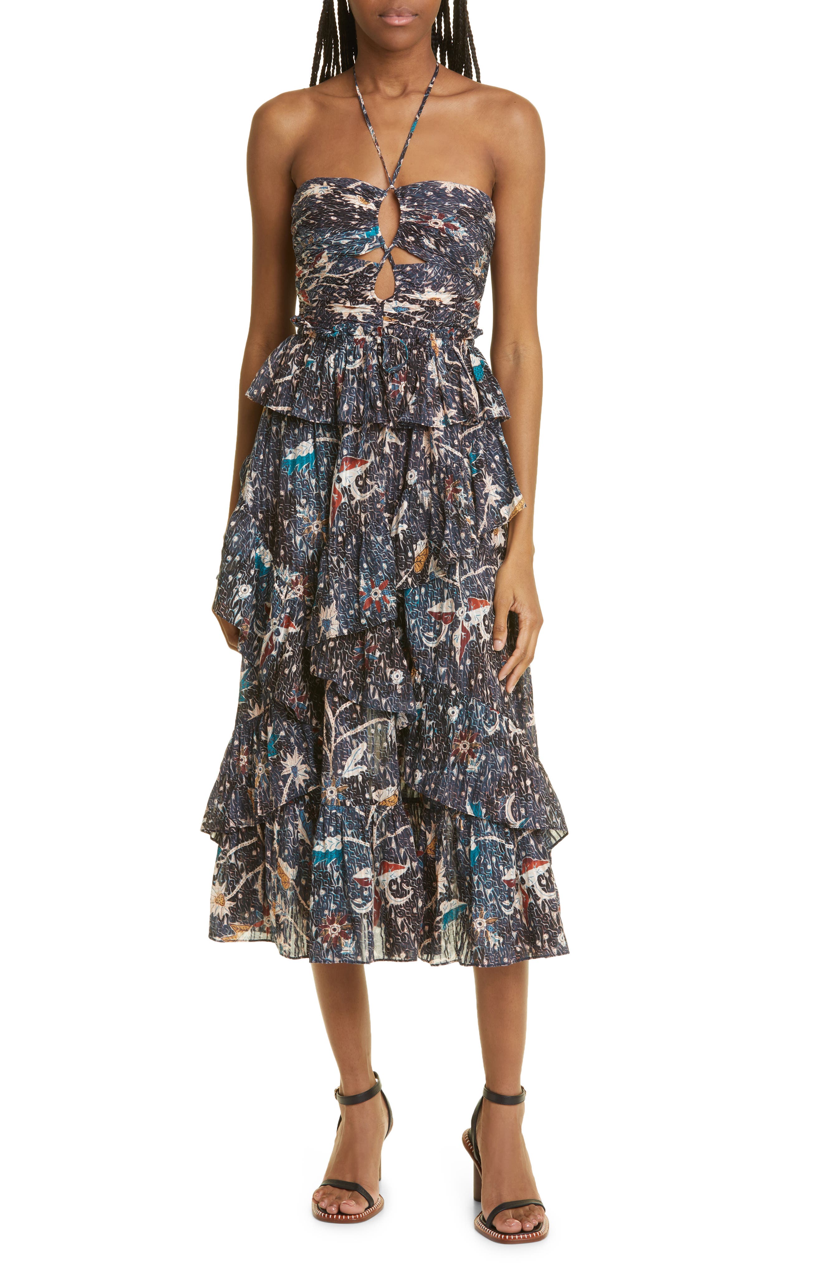Ulla Johnson Simona Cutout Halter Cotton Blend Dress in Jet | Smart Closet