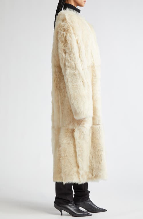Totême Silky Shearling Long Coat In Eggnog