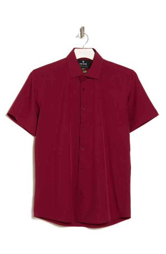 Shop Tom Baine Slim Fit Performance Short Sleeve Button-up Shirt In Burgundy