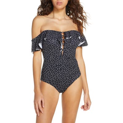 Tommy Bahama Sea Swell Off The Shoulder One-Piece Swimsuit, Black
