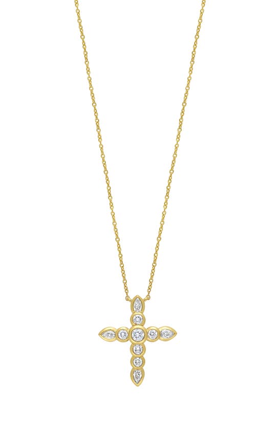 Shop Bony Levy Monaco Diamond Cross Pendant Necklace In 18k Yellow Gold